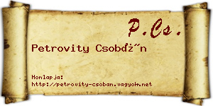 Petrovity Csobán névjegykártya
